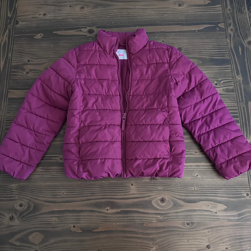 Girls Children's Place Puffer Jacket M 7/8 Dark Magenta Lightweight